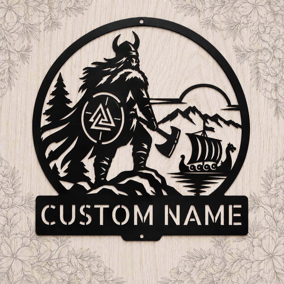 Personalized Axe Wielder Metal Art Sign | Personalized Viking Wielder Art Decor