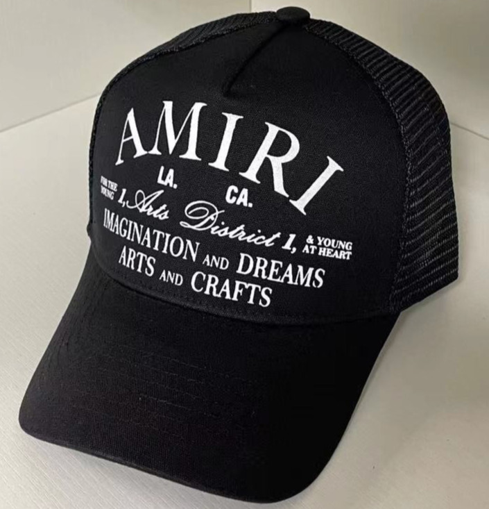 AMIRI Black Arts District Logo Trucker Hat Unisex Adjustable Snapback Baseball