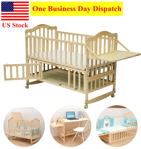 3-in-1 Wooden Baby Compact Adjustable Kid\'s Bed With Mattress 47\