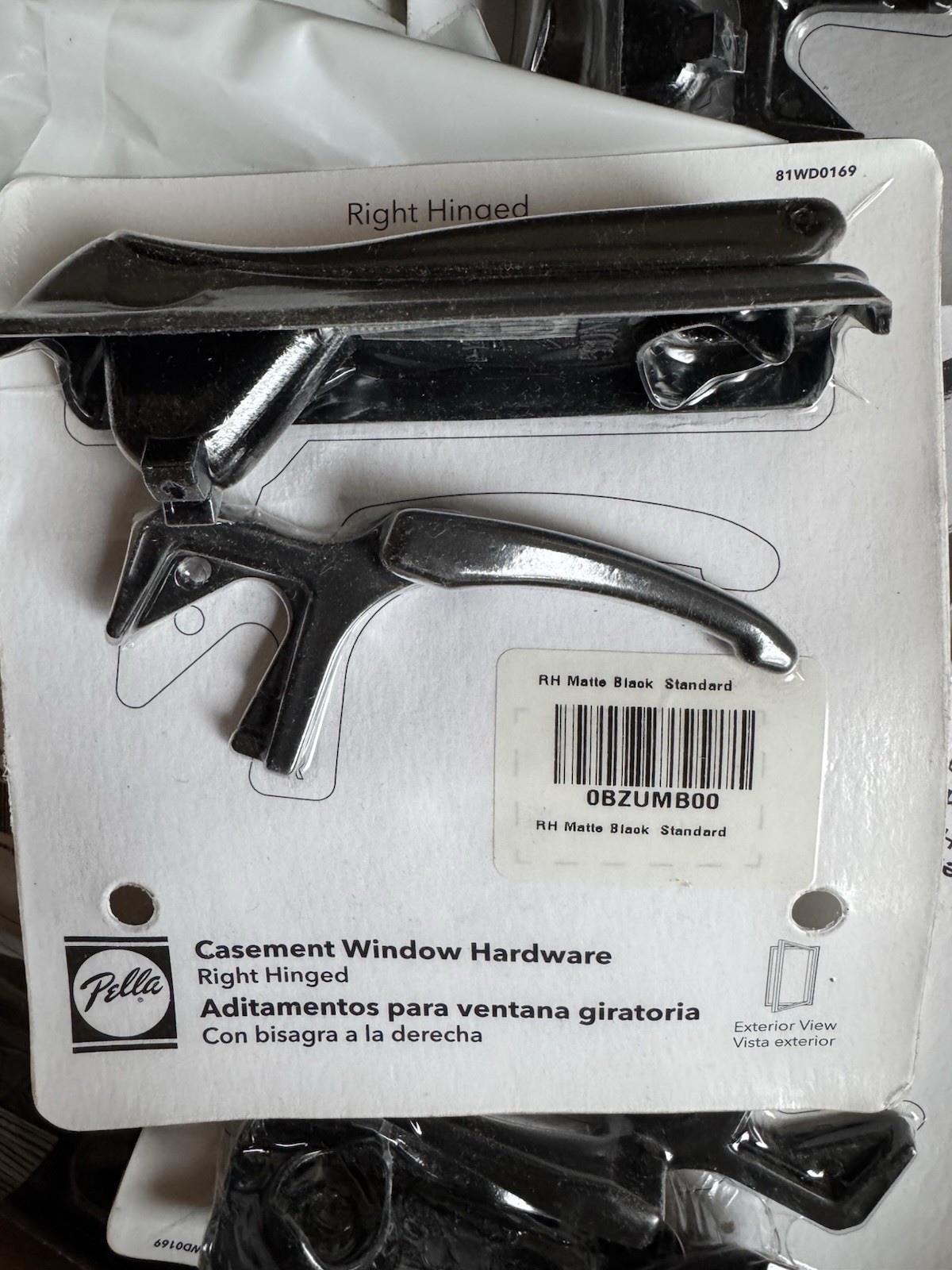 Pella Casement Window Hardware matte black RH Pella Casement Window Hardware matte black RH