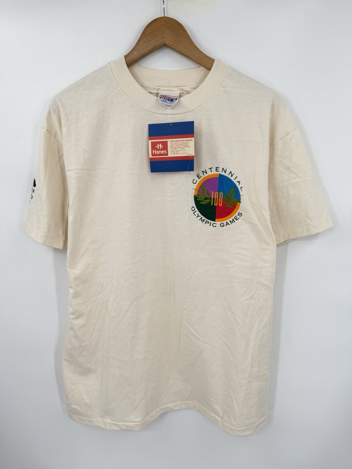 Vintage 1996 Atlanta Centennial Olympic Games T-Shirt Large White Single Stitch Vintage 1996 Atlanta Centennial Olympic Games T-Shirt Large White Single Stitch