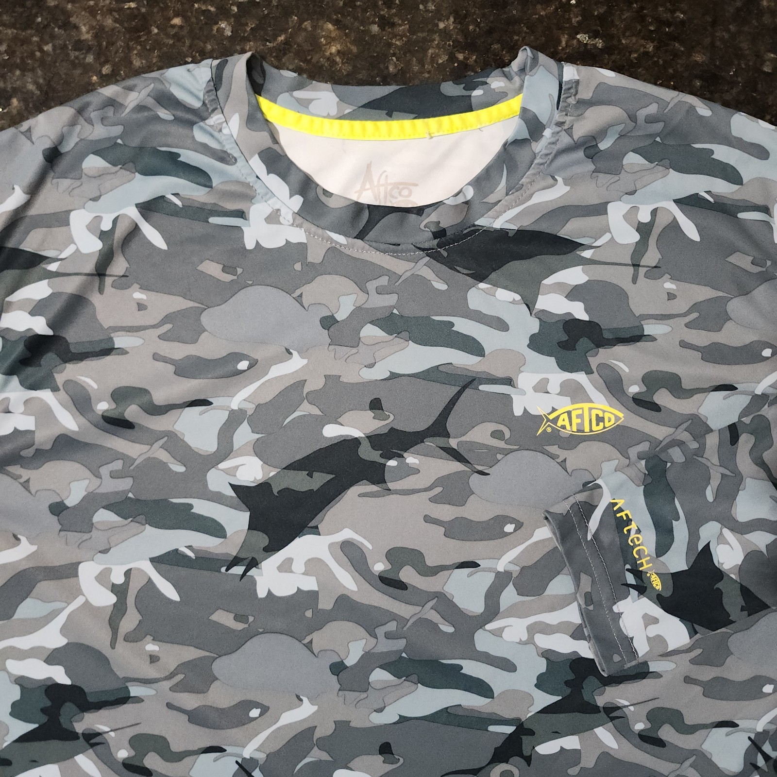 AFTCO Aftech Tactical Camo Performance Stretch Fishing Outdoor Shirt Mens Medium AFTCO Aftech Tactical Camo Performance Stretch Fishing Outdoor Shirt Mens Medium