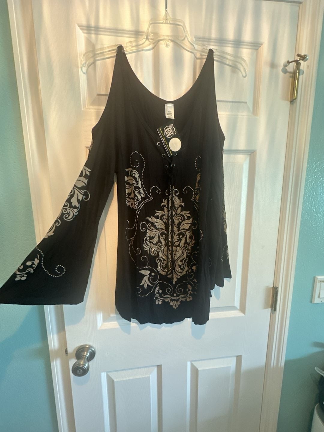 Biker Nation Black Paisley Long Sleeve Top 2X-Large Biker Nation Black Paisley Long Sleeve Top 2X-Large