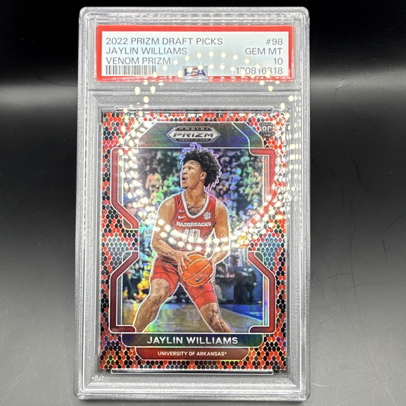 Panini 2022-23 Prizm Draft Picks Jaylin Williams #98 Venom Prizm RC PSA 10 SSP