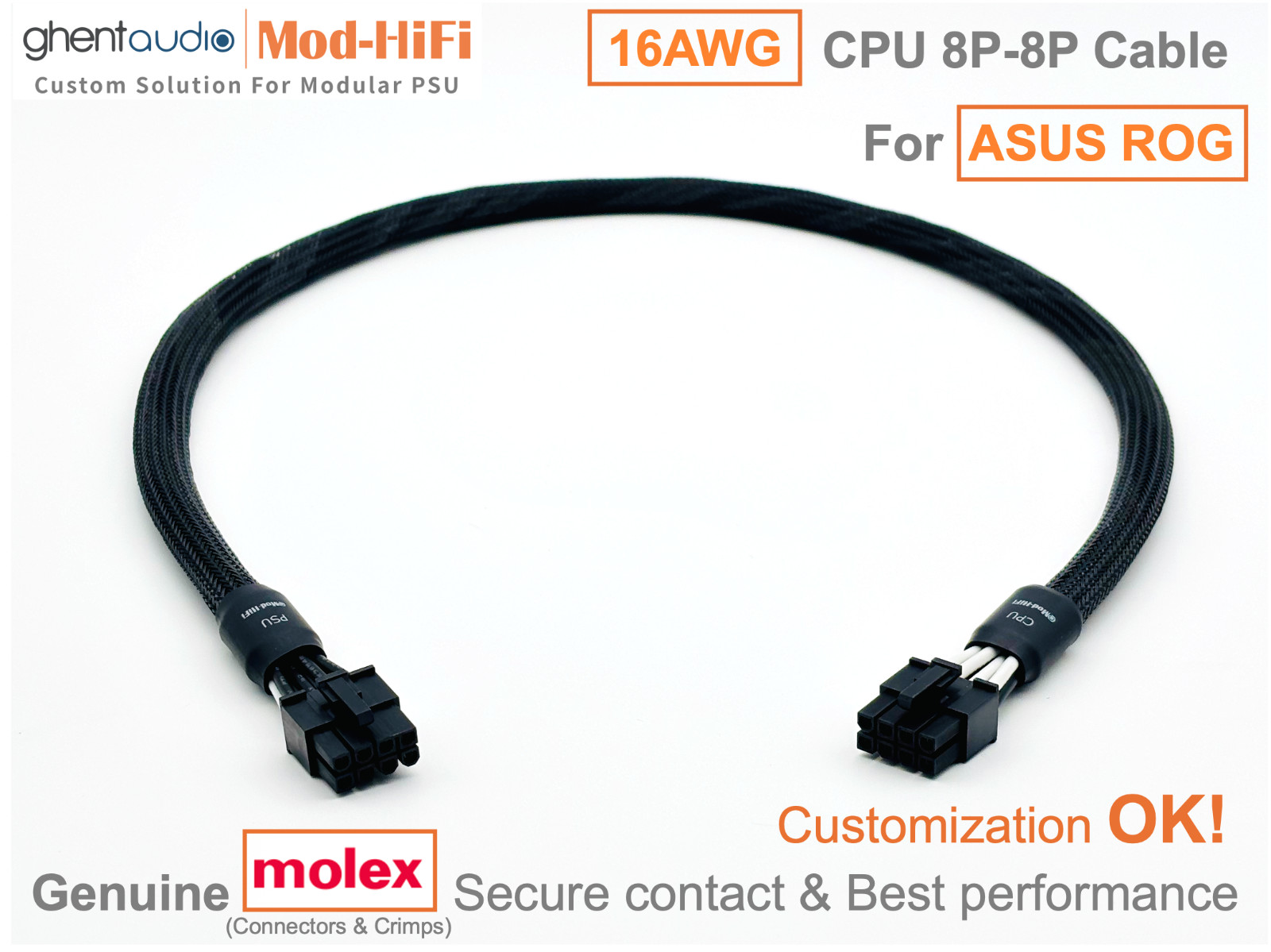 ⚡️16AWG CPU 8-Pin Cable for ASUS ROG THOR Platinum II 1200W -📏70cm / 27 inch