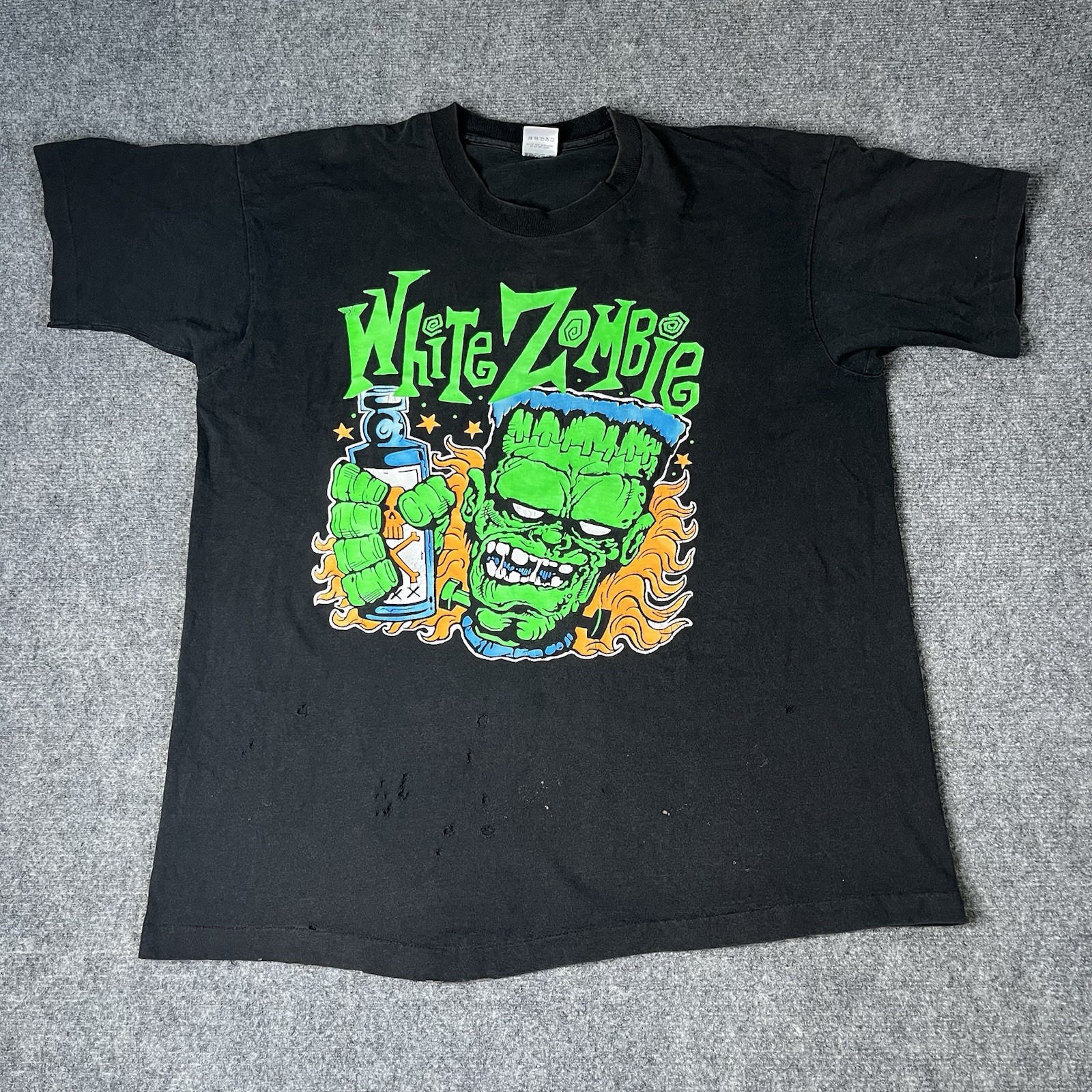 Vtg 1990s White Zombie Frankenstein T-shirt Band Tee Distressed Metal Mens Xl