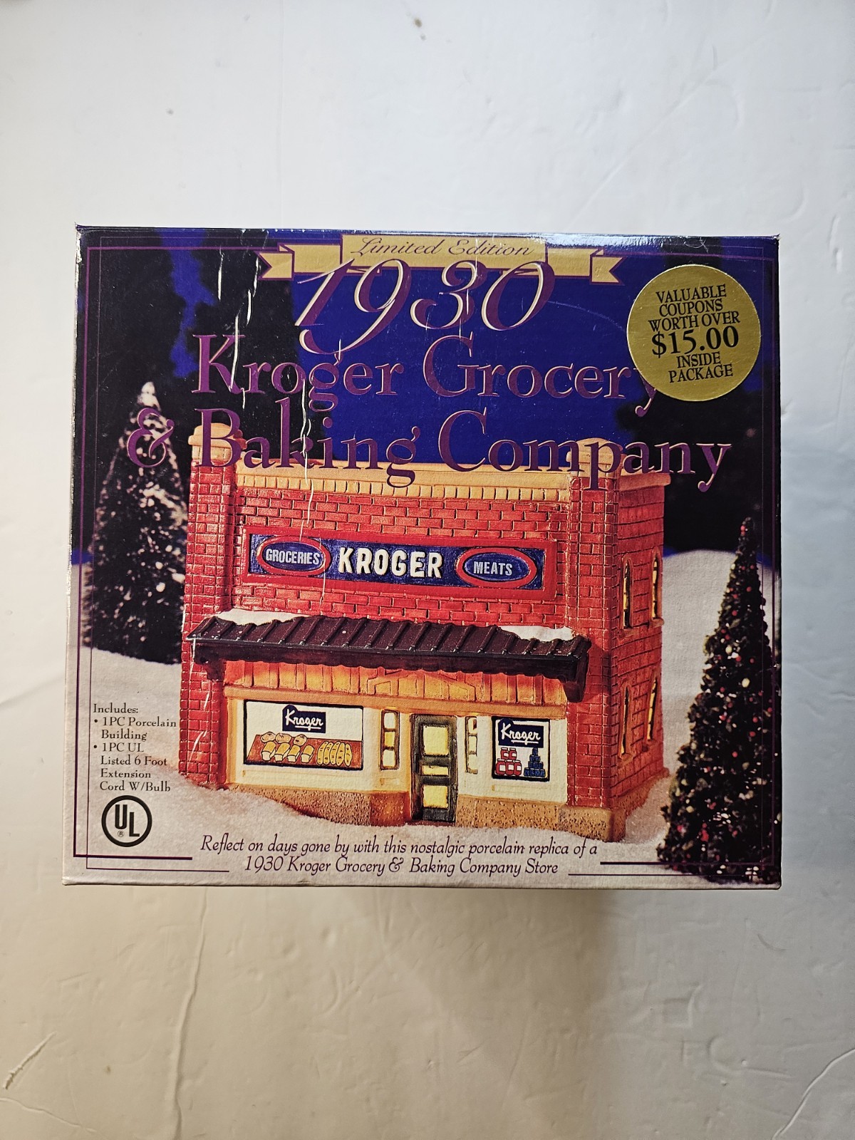 Kroger Limited Edition 1930 Grocery & Baking Co Lighted Porcelain Building Boxed