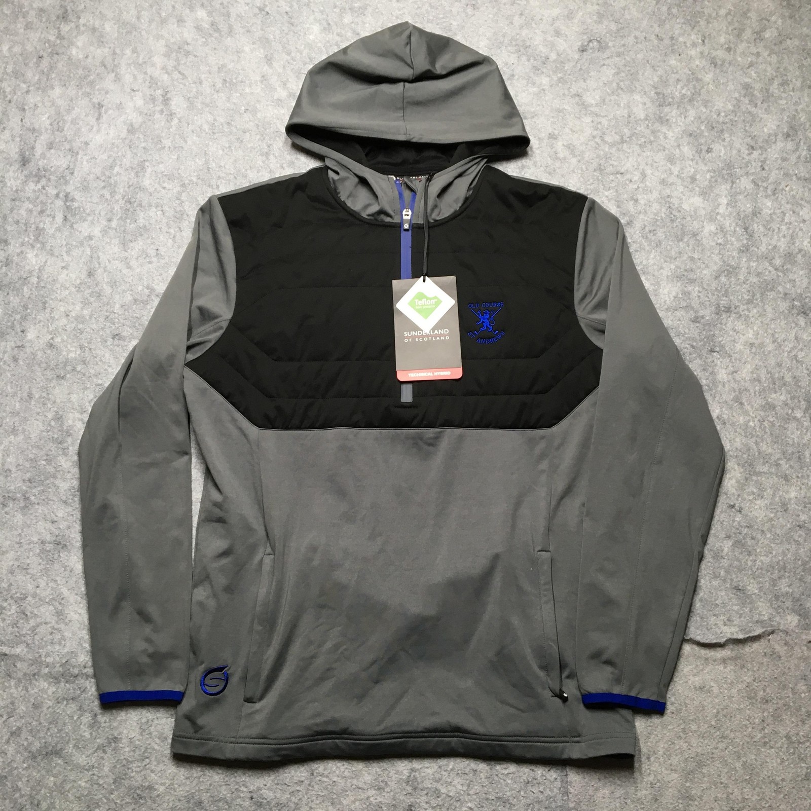 Old Course St Andrews Jacket Mens M Gray Black Golf Sunderland Hoodie Hybrid