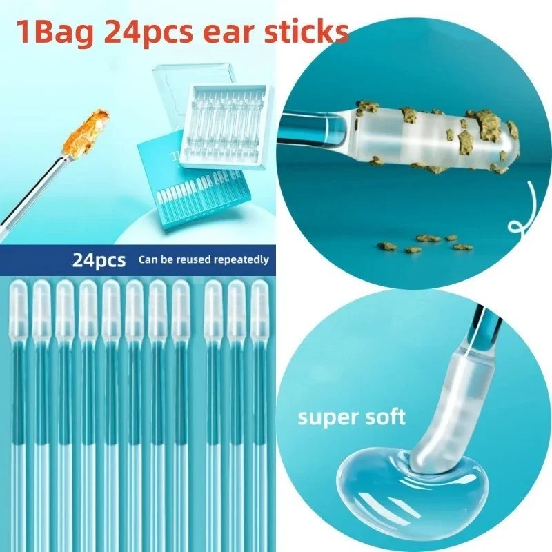 24pcs Disposable Silicone Ear Wax Remover Sticky Earpick Cleaner Set children