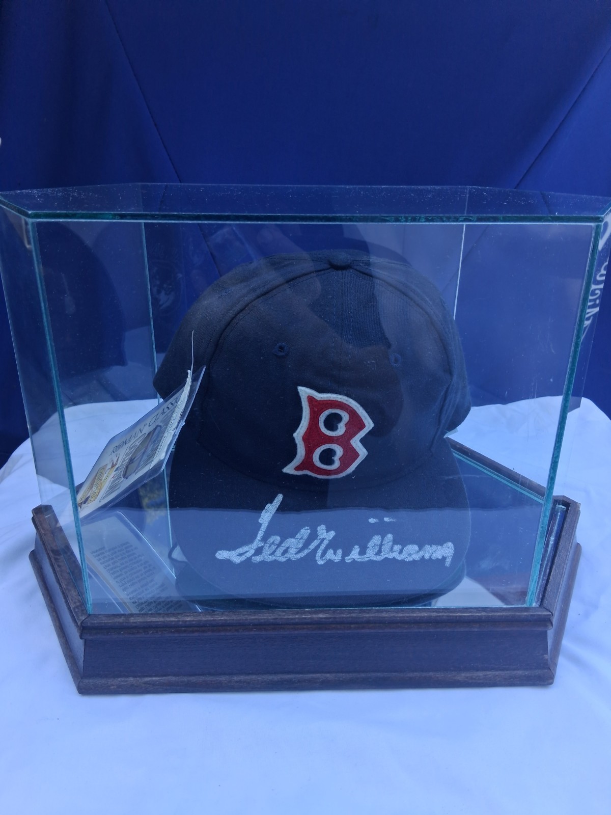 Ted Williams Autographed 1941 Red Sox Hat Cooperstown Collection w Glass Display Ted Williams Autographed 1941 Red Sox Hat Cooperstown Collection w Glass Display