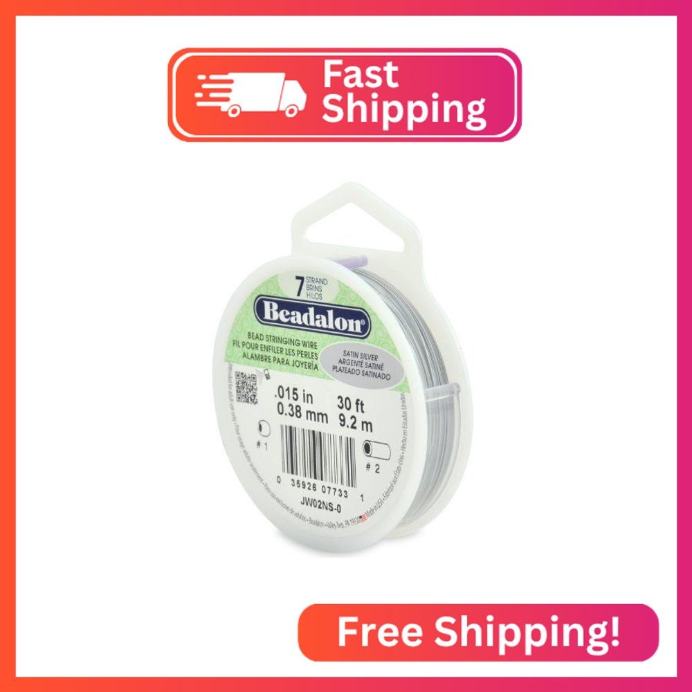 Beadalon 7-Strand Stainless Steel Beading Wire, .015 in / 0.38 mm-Satin Silver Beadalon 7-Strand Stainless Steel Beading Wire, .015 in / 0.38 mm-Satin Silver