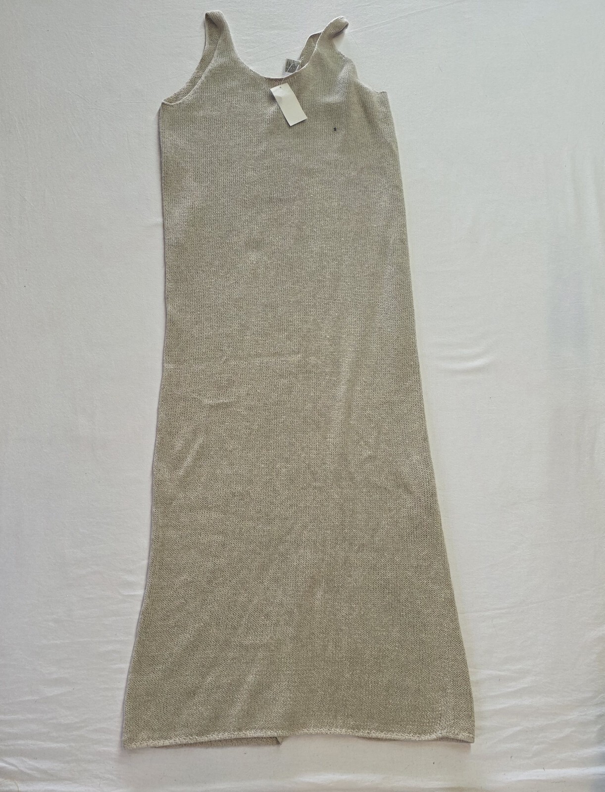 NWT Vtg GAP Beige Knit Linen Cotton Maxi Sweater Dress Sleeveless Tan Crochet S NWT Vtg GAP Beige Knit Linen Cotton Maxi Sweater Dress Sleeveless Tan Crochet S