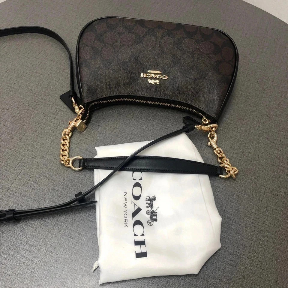 COACH CA548 Teri Shoulder Bag In Signature Canvas/Gold/Brown