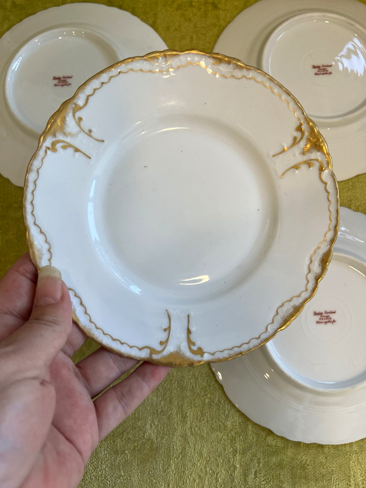 Theodore Haviland France Porcelain Limoges Gold Trim Salad Plates Set of 4/ 6 in