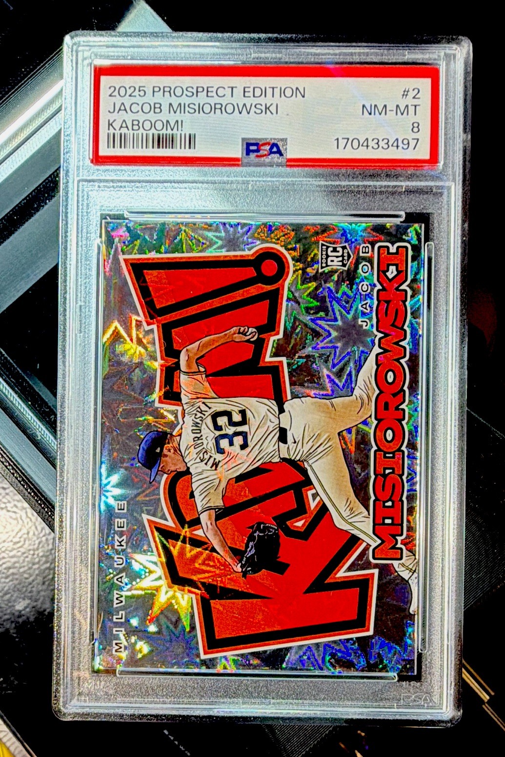 Panini 2025 Prospect Edition Kaboom Jacob Misiorowski RC #2 PSA 8 Brewers Panini 2025 Prospect Edition Kaboom Jacob Misiorowski RC #2 PSA 8 Brewers