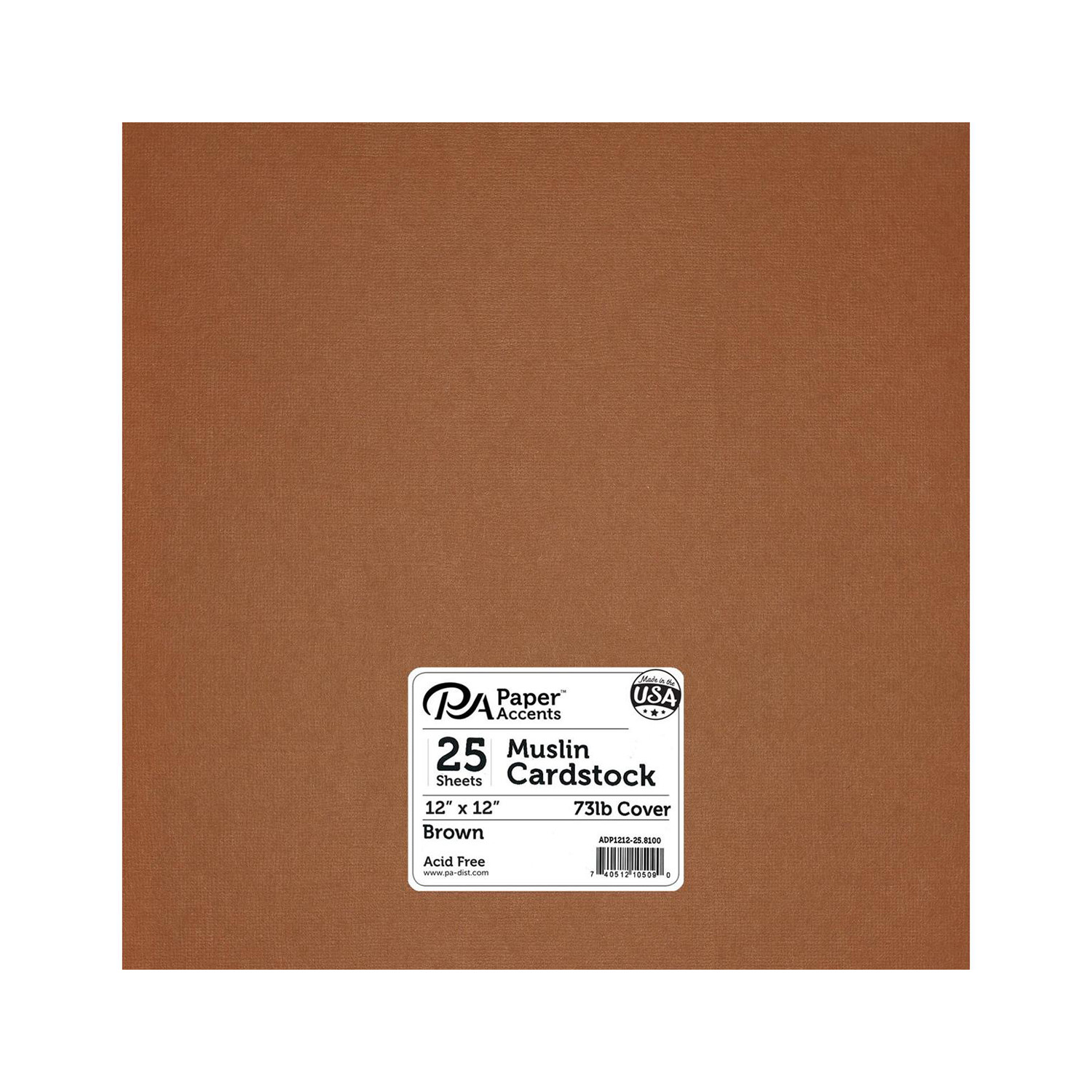 Cdstk Muslin 12x12 73lb 25pc Pk Brown