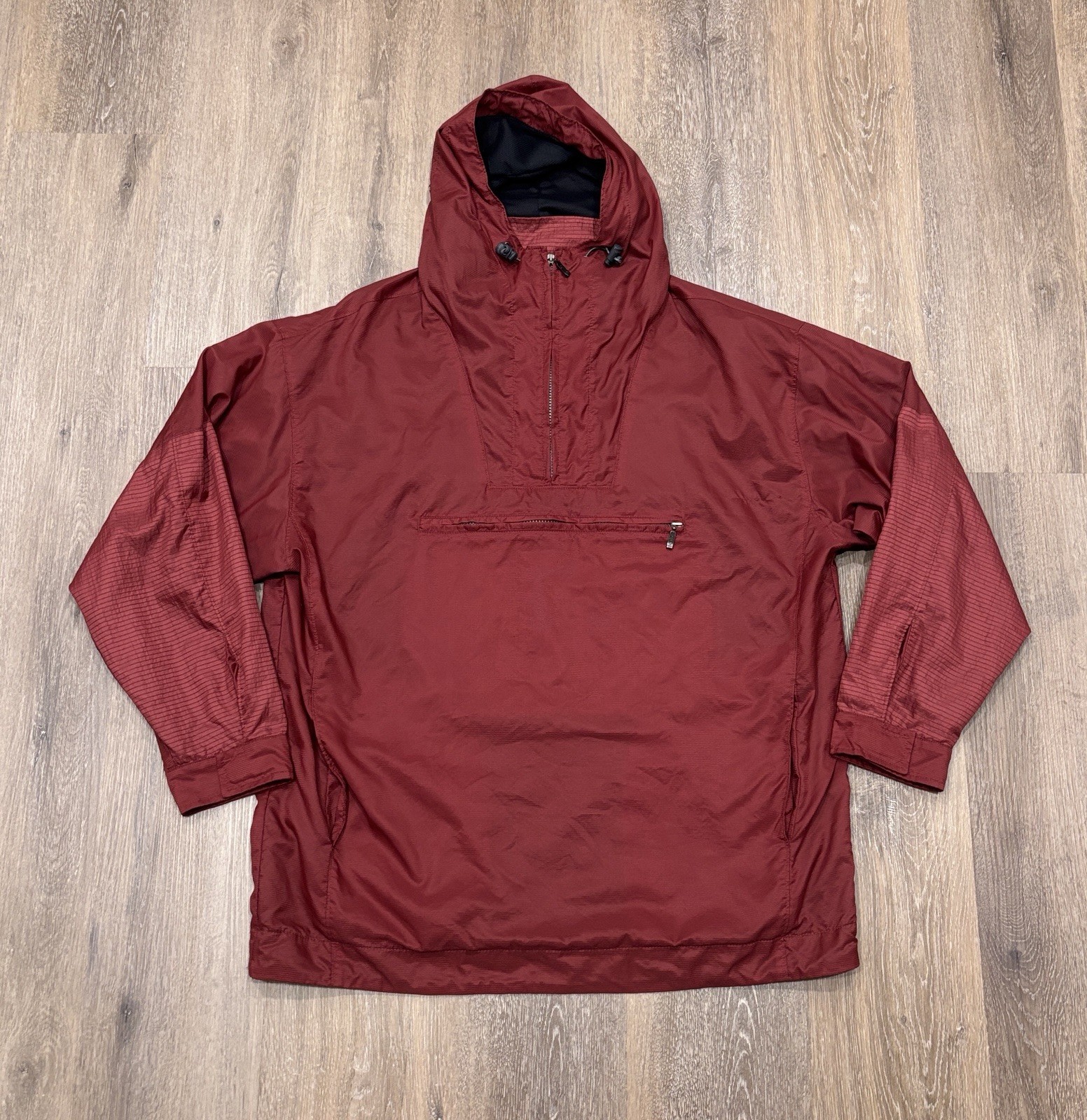 Zegna Sport Jacket Large Red Windbreaker Anorak Half Zip Hooded Italy