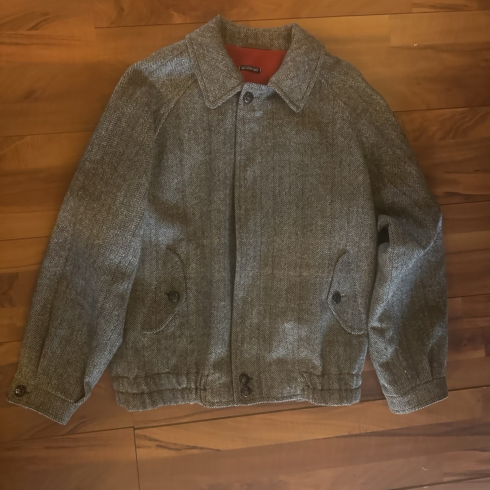 Tweed Herringbone Wool Vintage Men’s Large Harrington Jacket By Jeffrey Banks Tweed Herringbone Wool Vintage Men’s Large Harrington Jacket By Jeffrey Banks