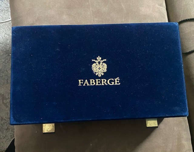 Authentic XL Fabergé Blue Velvet Empty Presentation Case Box 13\