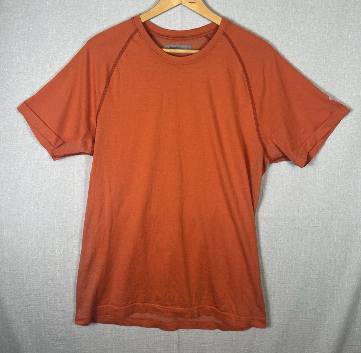 Icebreaker T-Shirt Mens Size Large Orange Cool-Lite Merino Wool Blend Active EUC Icebreaker T-Shirt Mens Size Large Orange Cool-Lite Merino Wool Blend Active EUC