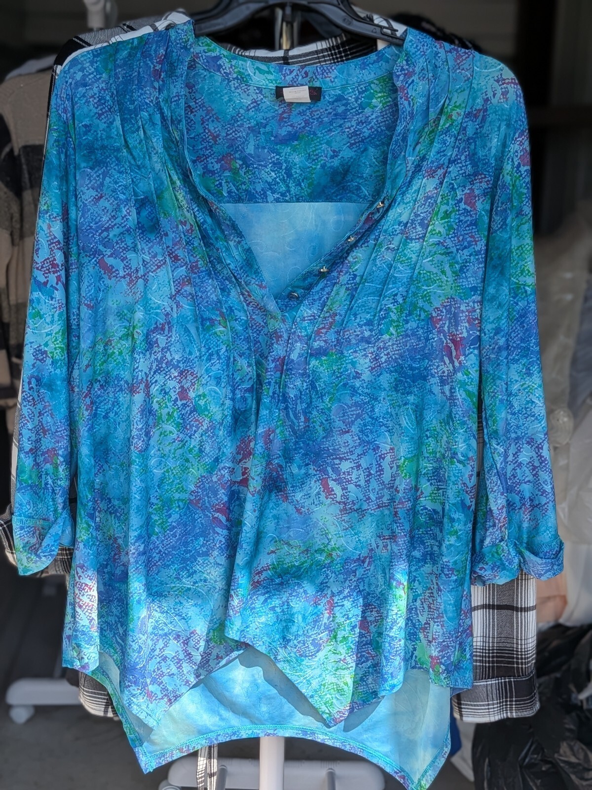 Cocomo blue watercolor print blouse