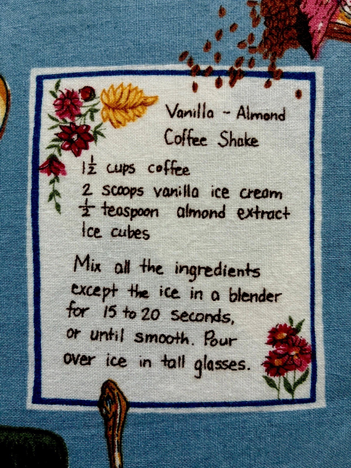 Vtg NEW 1994 Coffee Recipes Cotton Fabric Quilt Blanket Bag Curtain Drape MINT Vtg NEW 1994 Coffee Recipes Cotton Fabric Quilt Blanket Bag Curtain Drape MINT