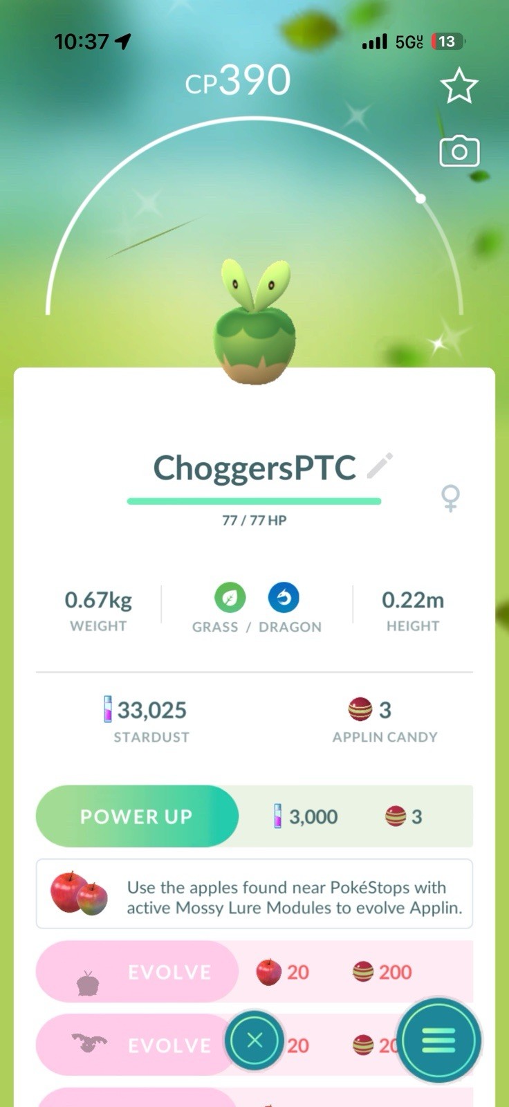 Pokemon Go PTC - 5x Shiny Applin BUNDLE FOR FULL EVO SET *2026 New Release*