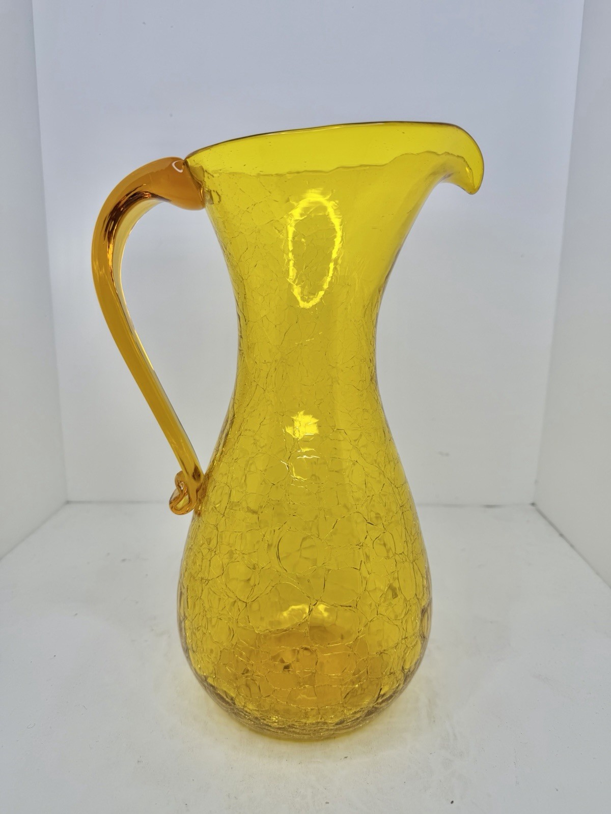 Vintage MCM Blenko Glass 569P Pitcher In Jonquil Crackle 12.25” Stunning Vintage MCM Blenko Glass 569P Pitcher In Jonquil Crackle 12.25” Stunning