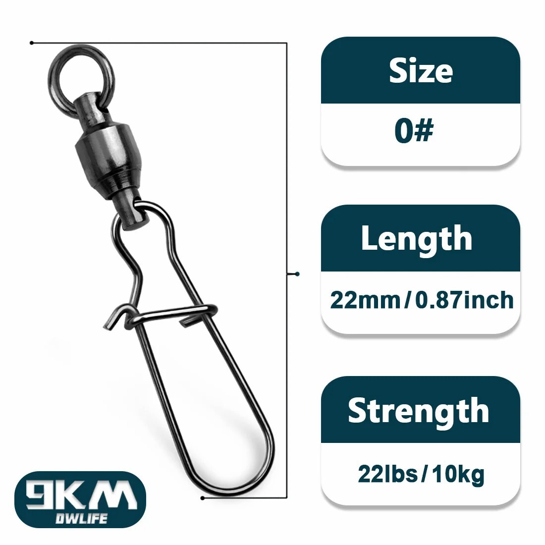 20~100Pcs Ball Bearing Swivels Snap with Duo Lock Snap Fishing Tackle 22LB~276LB