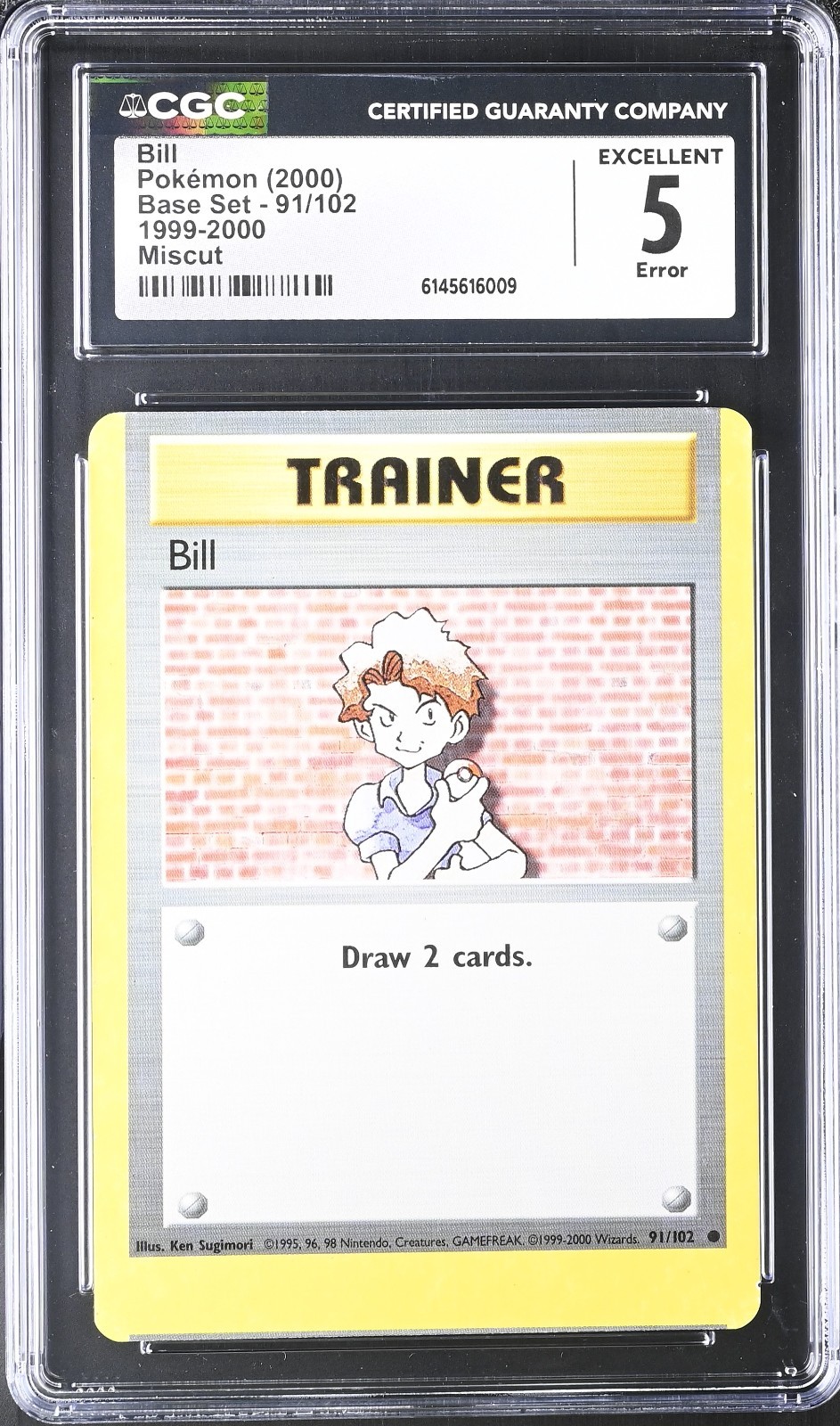 Pokemon Bill 91/102 Base Set Miscut Error w/ Alignment Dots - CGC 5 ERROR Pokemon Bill 91/102 Base Set Miscut Error w/ Alignment Dots - CGC 5 ERROR