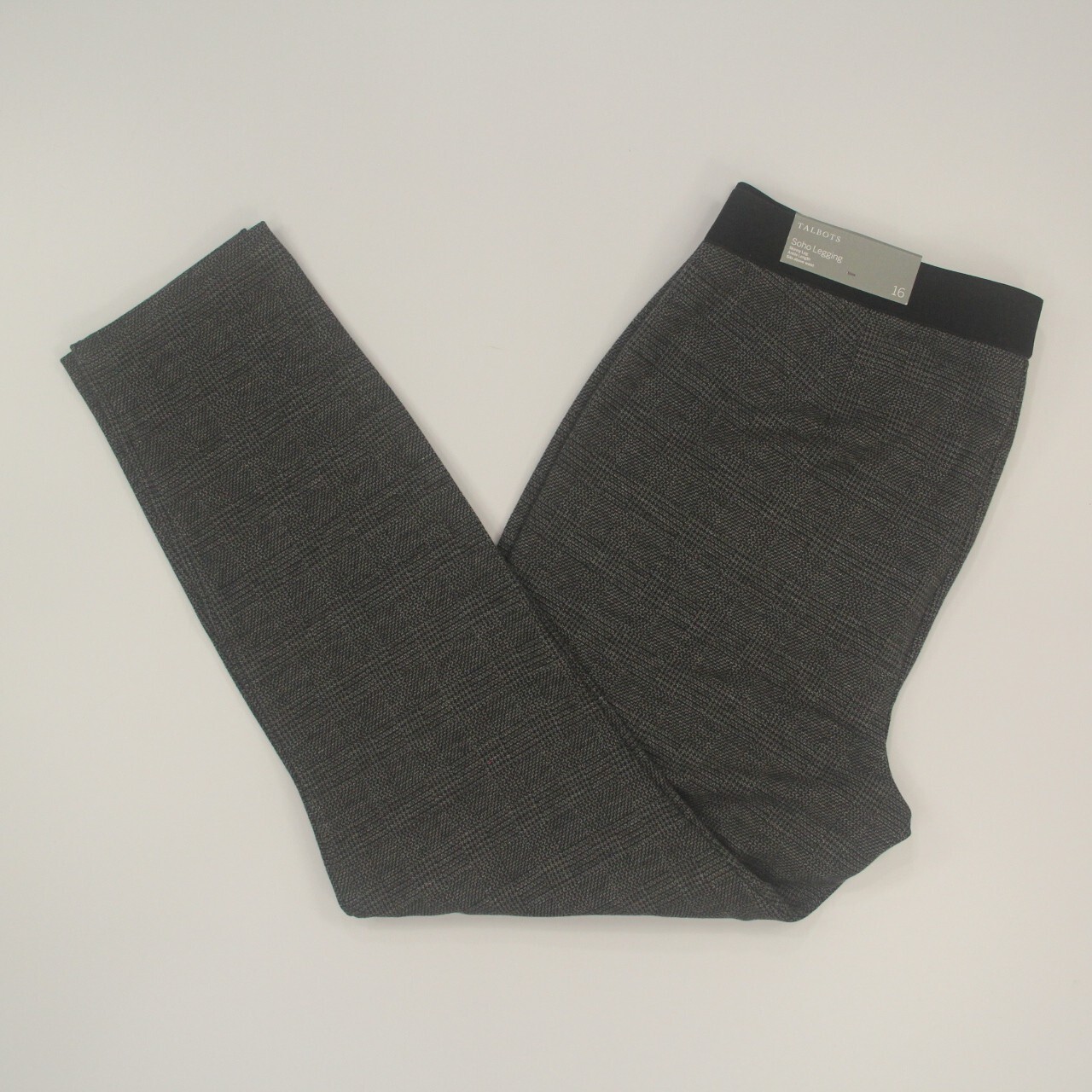 Talbots Women Soho Legging Size 16 Black Houndstooth Skinny Leg Ankle Length NWT