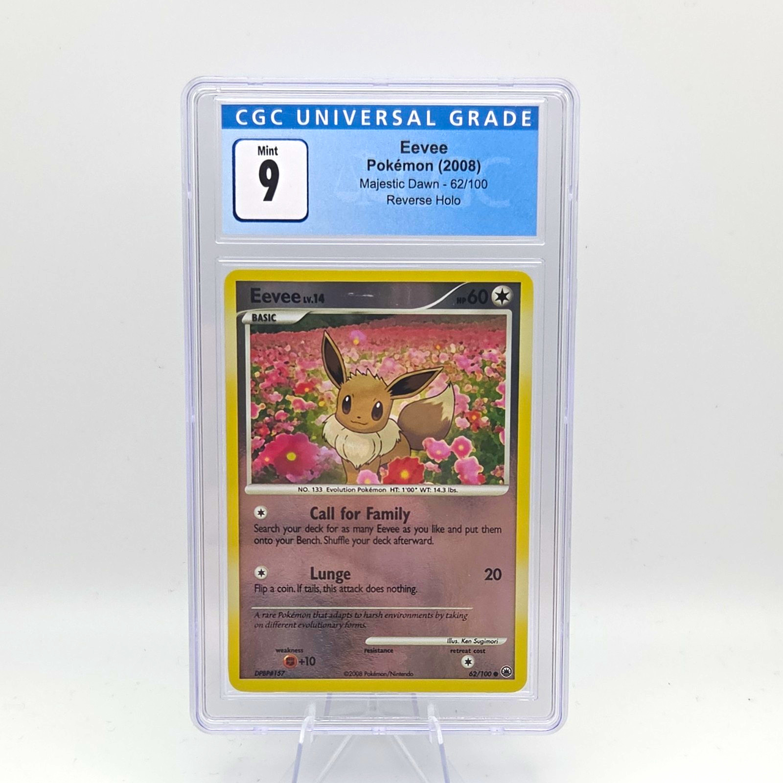 Eevee 62/100 Majestic Dawn Reverse Holo 2008 CGC Mint 9 Pokémon 