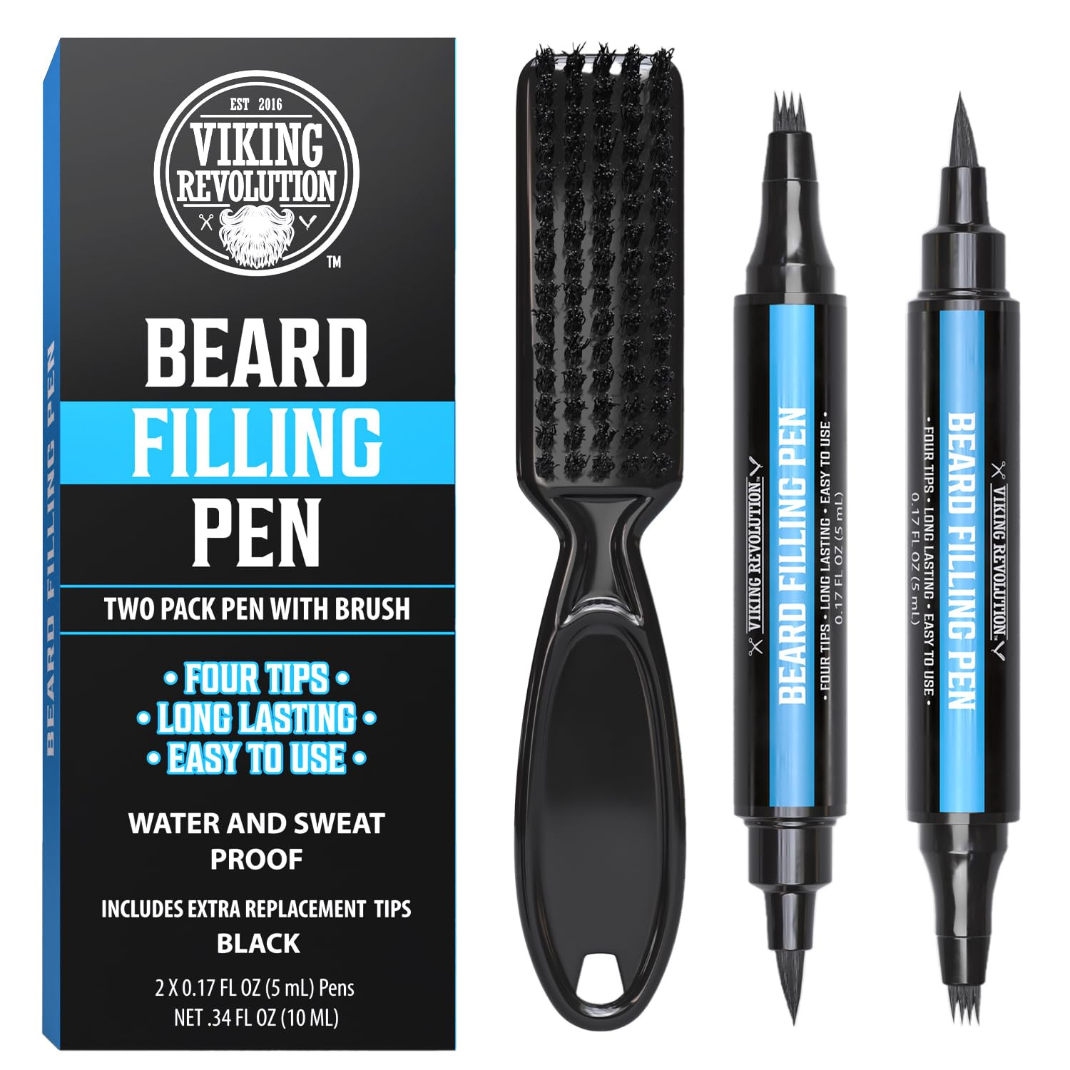 Bolígrafo para Barba (paquete de 2) - Relleno de lápiz para Barba Negro para Hom