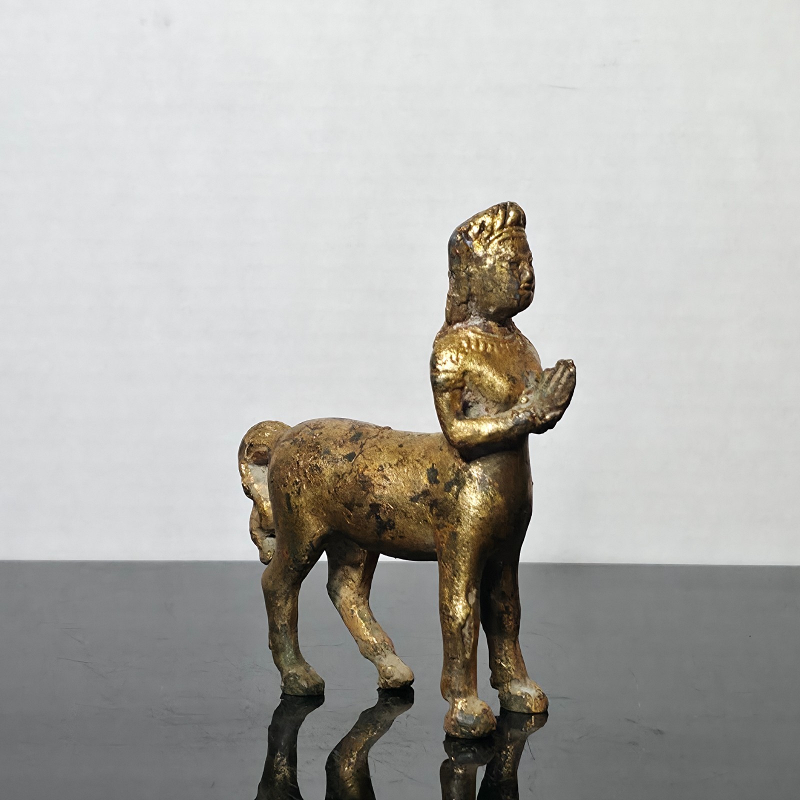 Antique Gold Gilt Heavy metal Kinnara Sculpture