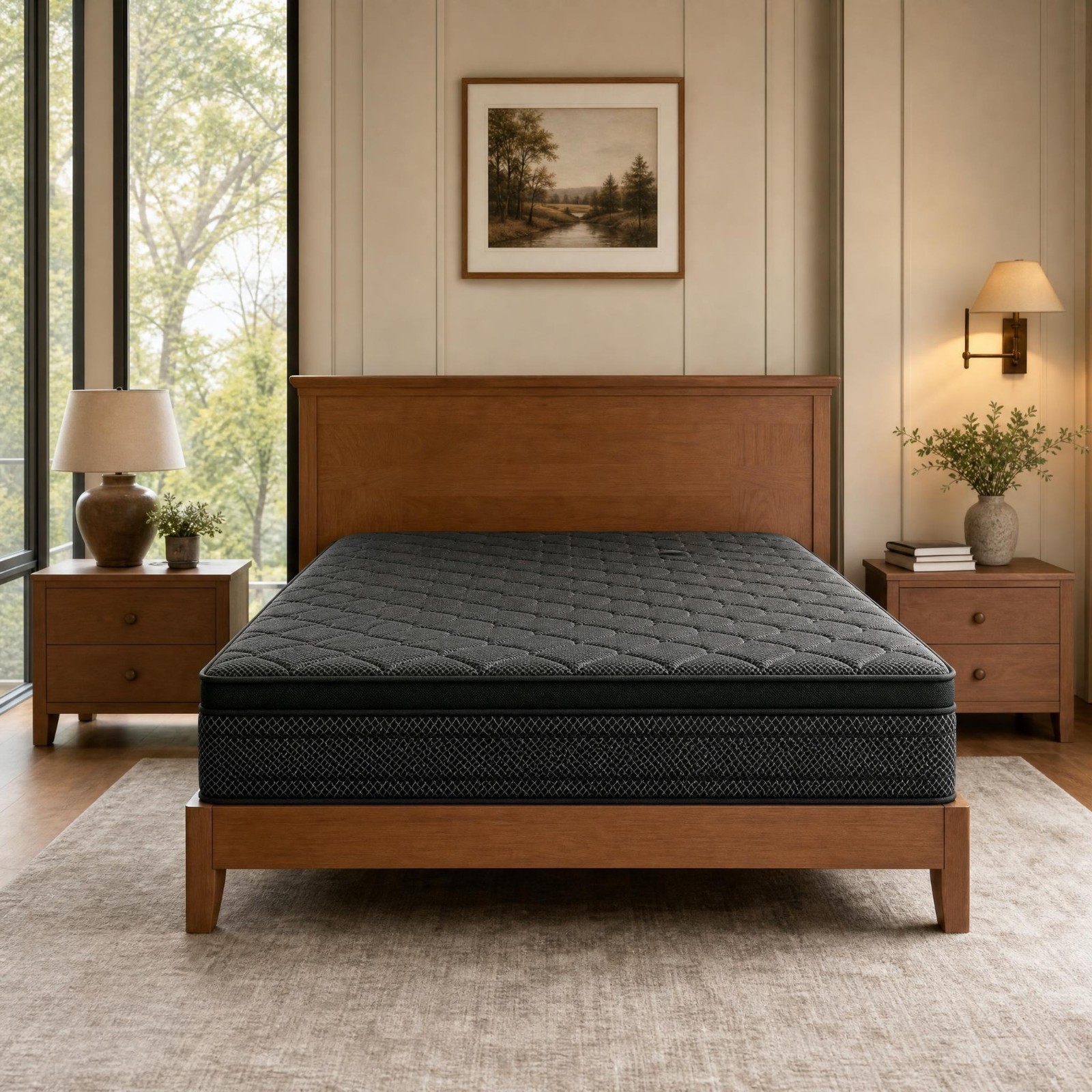 10/12/14 Inch Queen Size Mattresses Memory Foam Hybrid Black Mattress in a Box