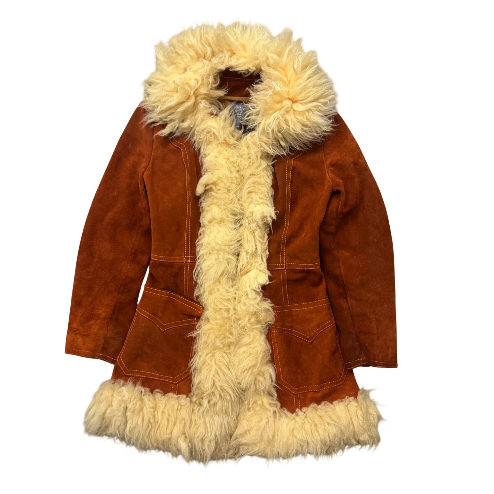Vintage Captain Hook Suede Fur Trim Coat 70s Penny Lane Jacket XS Vintage Captain Hook Suede Fur Trim Coat 70s Penny Lane Jacket XS