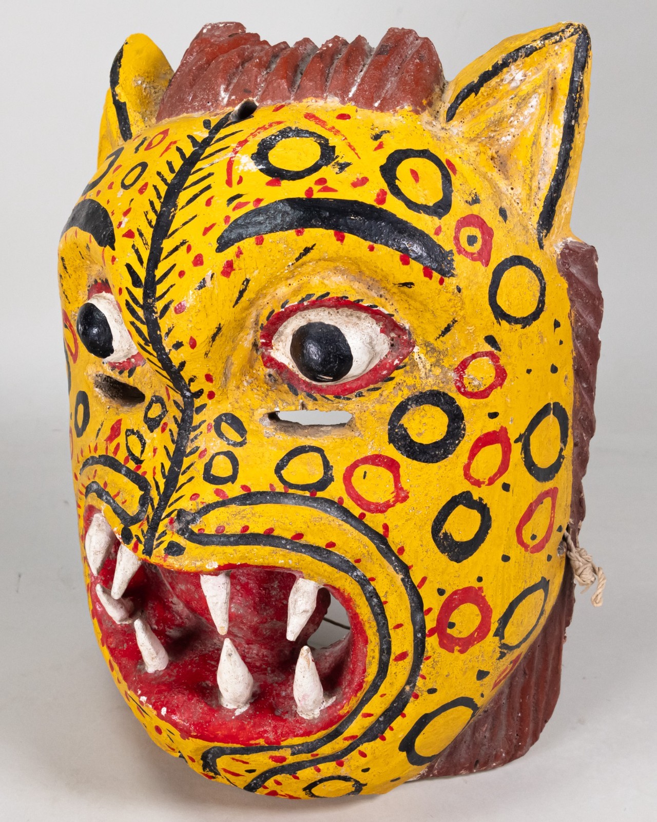 Vintage Guatemalan Artisan Carved and painted Jaguar Folk Art Mask Vintage Guatemalan Artisan Carved and painted Jaguar Folk Art Mask