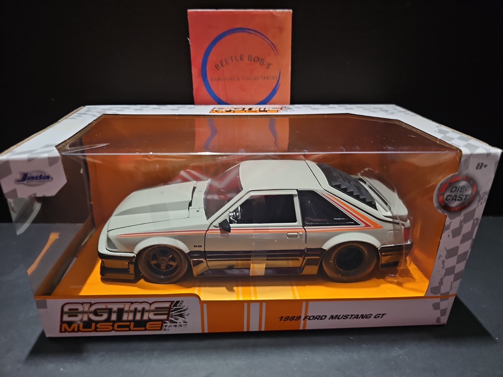 Jada Bigtime Muscle 1989 Ford Mustang GT Gray 1:24 Diecast Car NISB