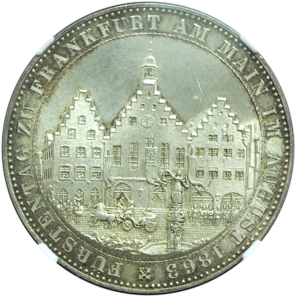 1863 German States Frankfurt Taler MS63 NGC - Assembly of Princes 1863 German States Frankfurt Taler MS63 NGC - Assembly of Princes