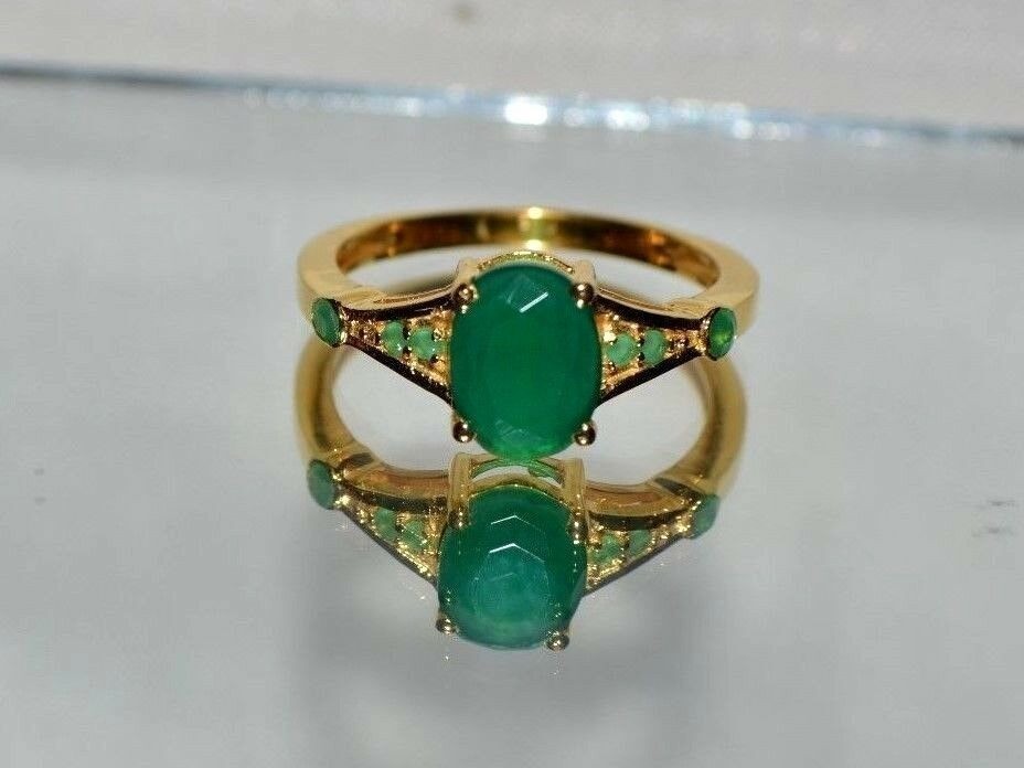 Natural Emerald 2.90 Ct Art Deco Antique Vintage Wedding Ring 14K Yellow Gold FN