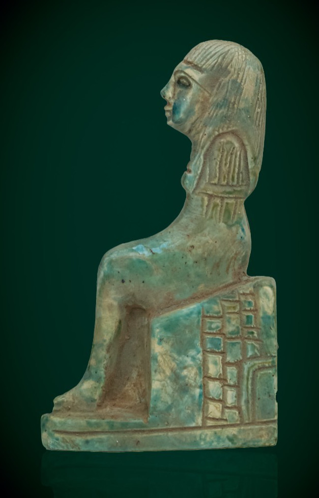Ancient Egyptian Antiques Rare Antique Faience Seated Royal Woman Statue