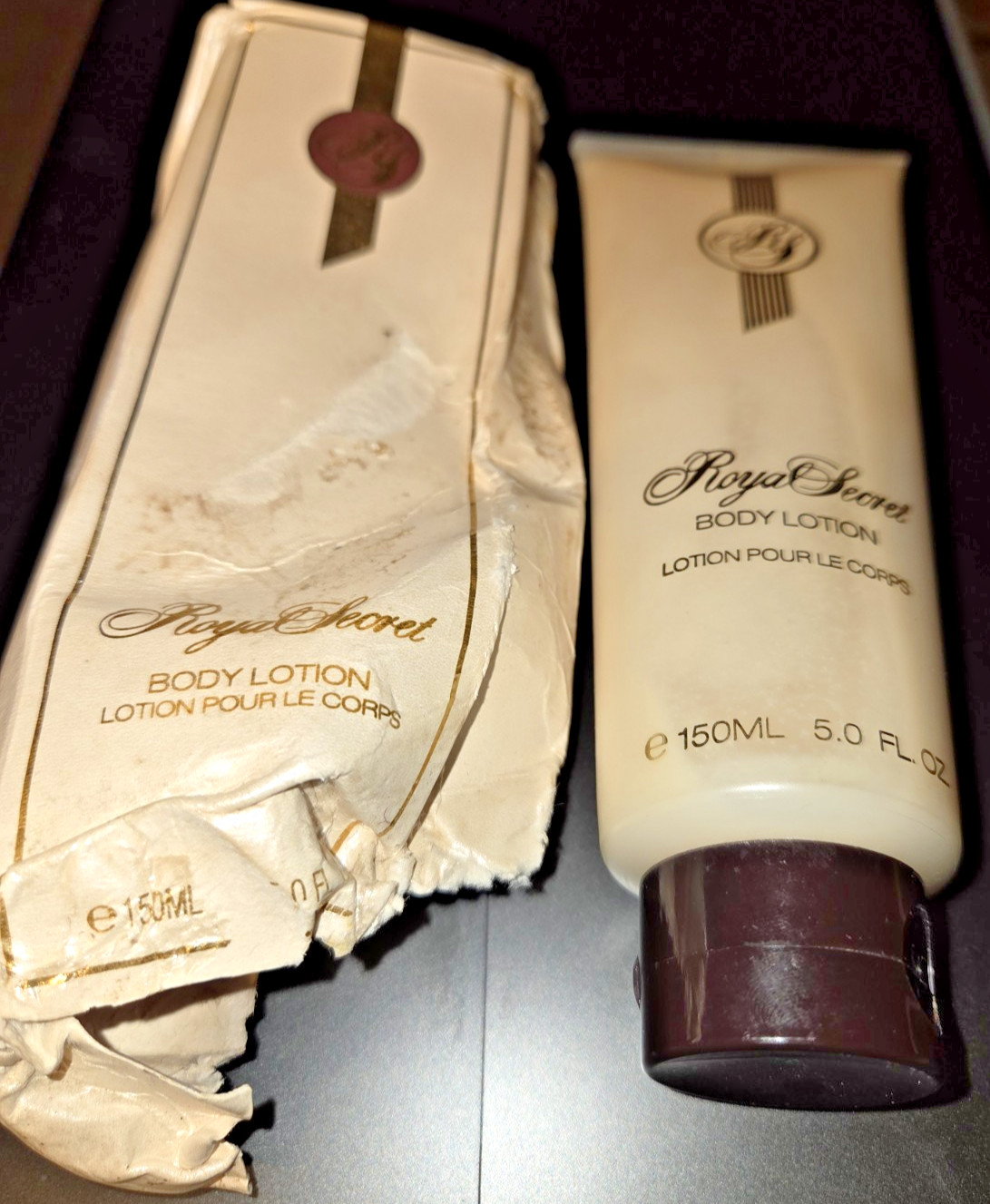 ROYAL SECRET Body Lotion 5 oz. /150ML VINTAGE 5 STAR FRAGS. 90\'s DAMAGE BOX ROYAL SECRET Body Lotion 5 oz. /150ML VINTAGE 5 STAR FRAGS. 90\'s DAMAGE BOX