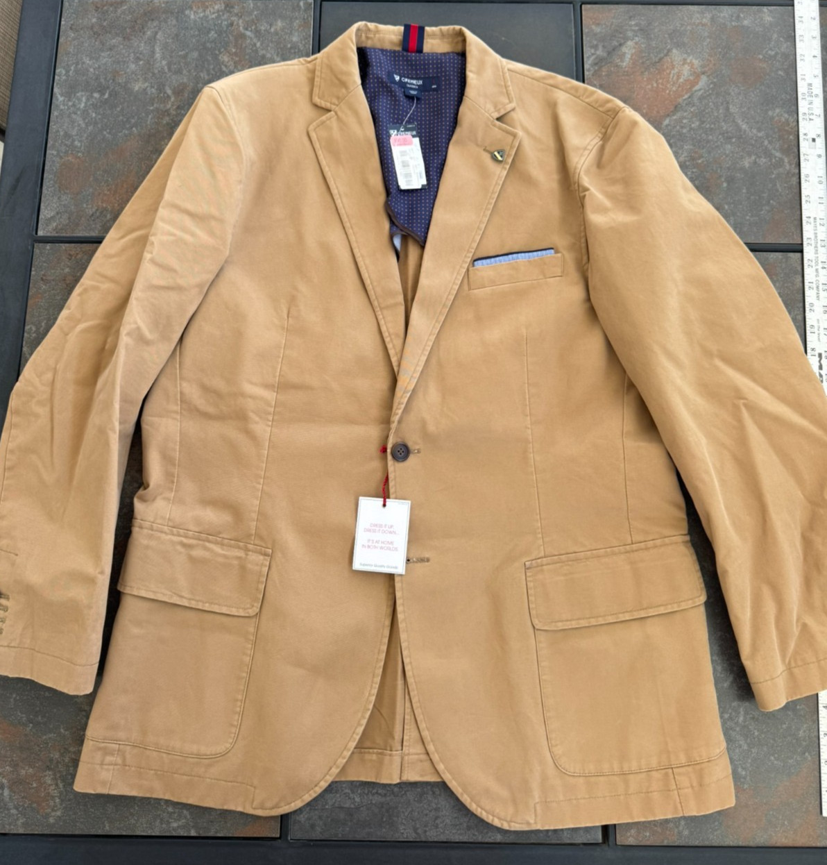 Daniel Cremieux Mens Blazer L Tan Lightweight Unlined Signature Sport Coat NWT