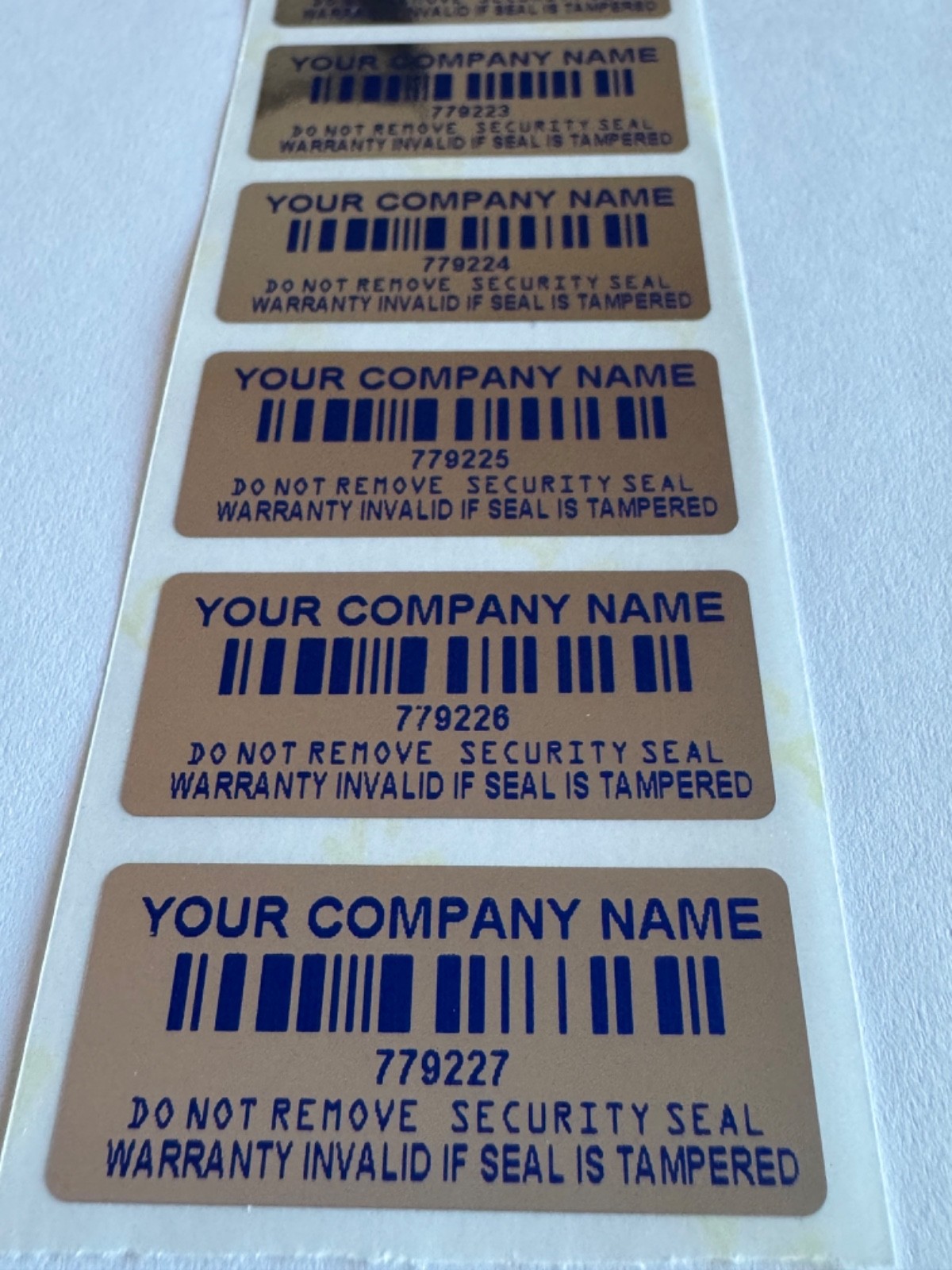 [QTY 250] CUSTOM BLUE PRINTED WARRANTY TAMPER EVIDENT VOID STICKERS LABELS