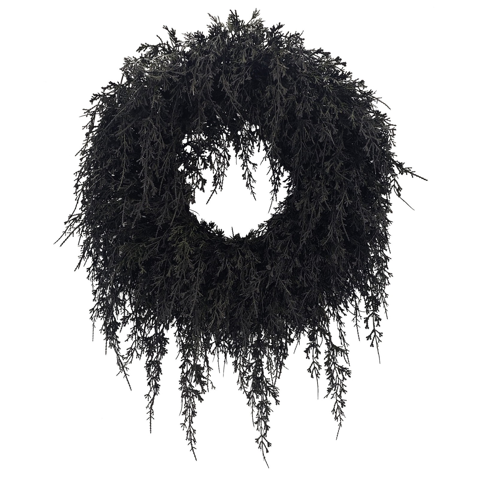 Halloween Black Draping Faux Cedar Wreath,Spooky Artificial Wreath for Outdoor Halloween Black Draping Faux Cedar Wreath,Spooky Artificial Wreath for Outdoor