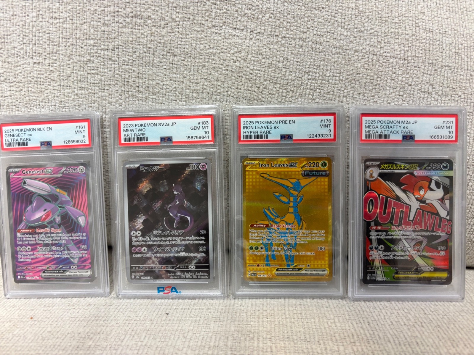 Pokemon PSA Graded Lot of 4 Mewtwo Mega Scrafty Genesect Iron Leaves PSA 9 10 Pokemon PSA Graded Lot of 4 Mewtwo Mega Scrafty Genesect Iron Leaves PSA 9 10