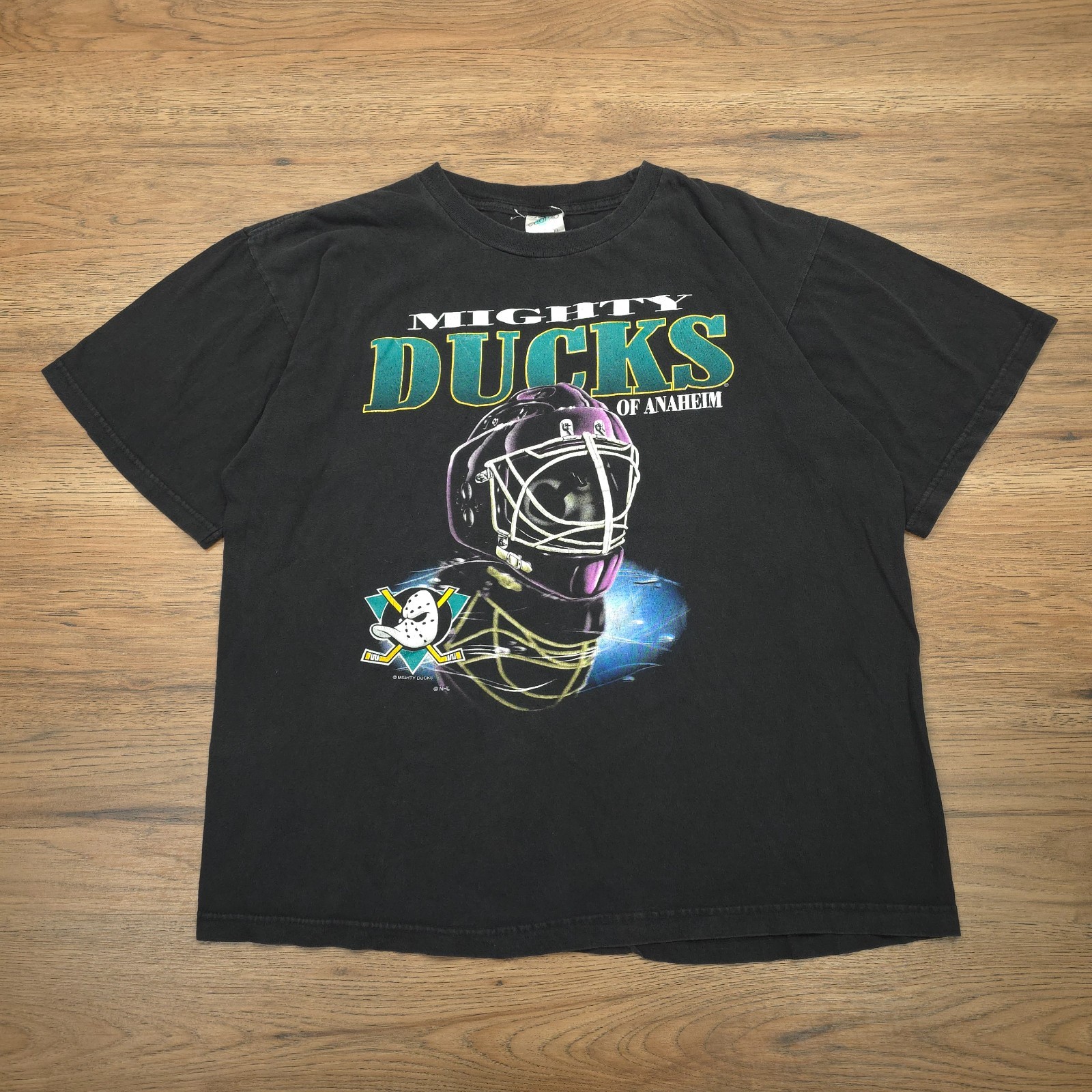 Vintage Anaheim Mighty Ducks Shirt Mens XL Black 90s Tour Champ Crew Neck Tee Vintage Anaheim Mighty Ducks Shirt Mens XL Black 90s Tour Champ Crew Neck Tee