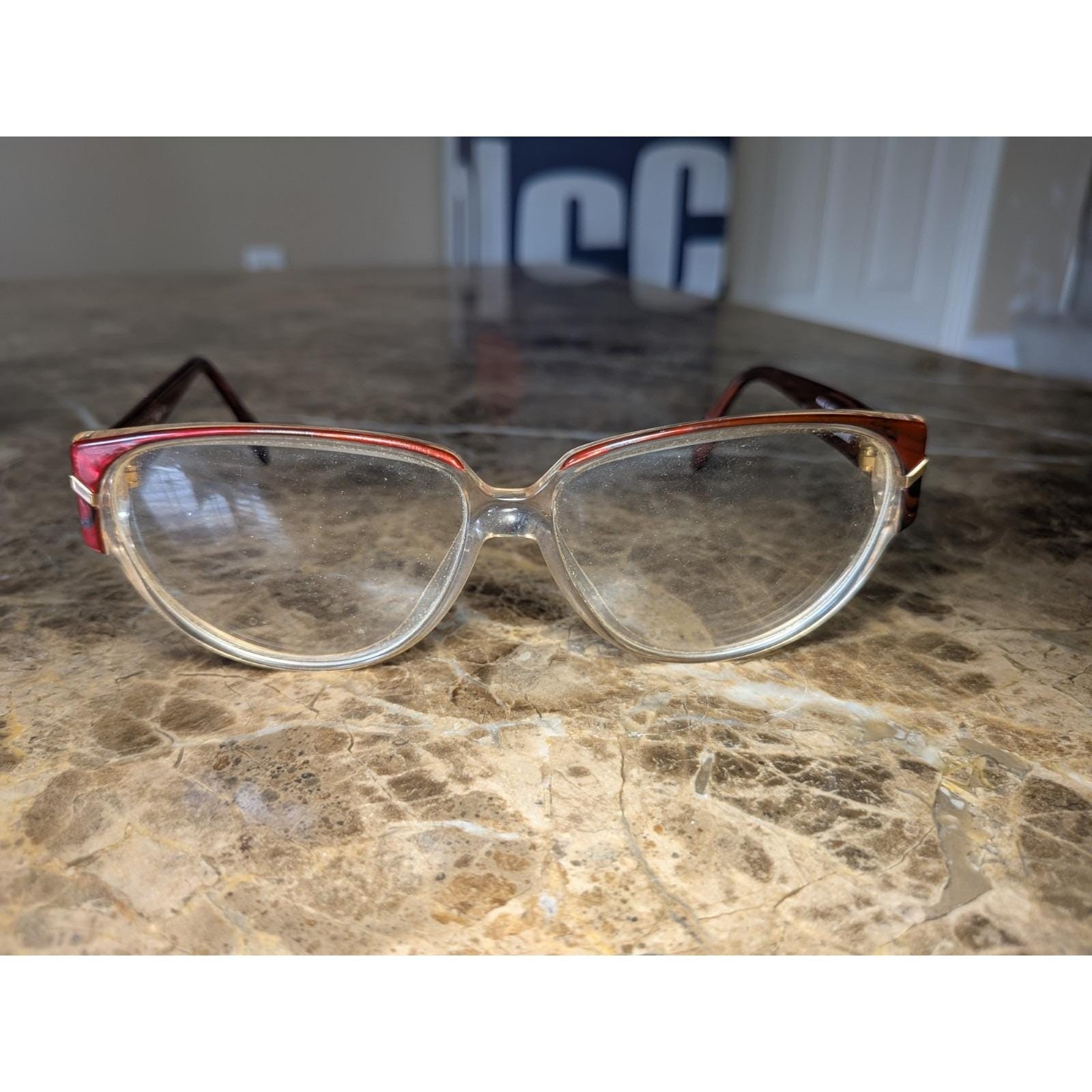 SILHOUETTE M1263 /20 C 2111 Vintage 80s Eyeglass Frames Red Marbled Austria