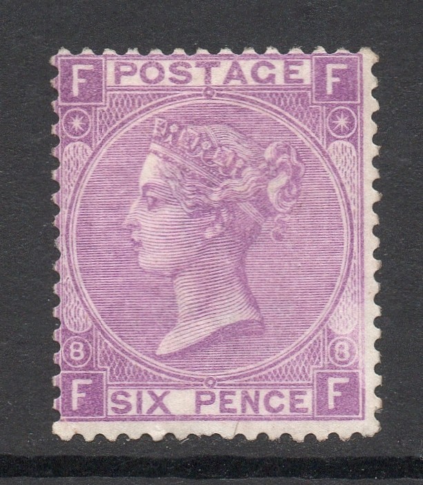 GB QV SG109 6d Mauve Plate 8 Fine Mint Hinged Cat £750 GB QV SG109 6d Mauve Plate 8 Fine Mint Hinged Cat £750