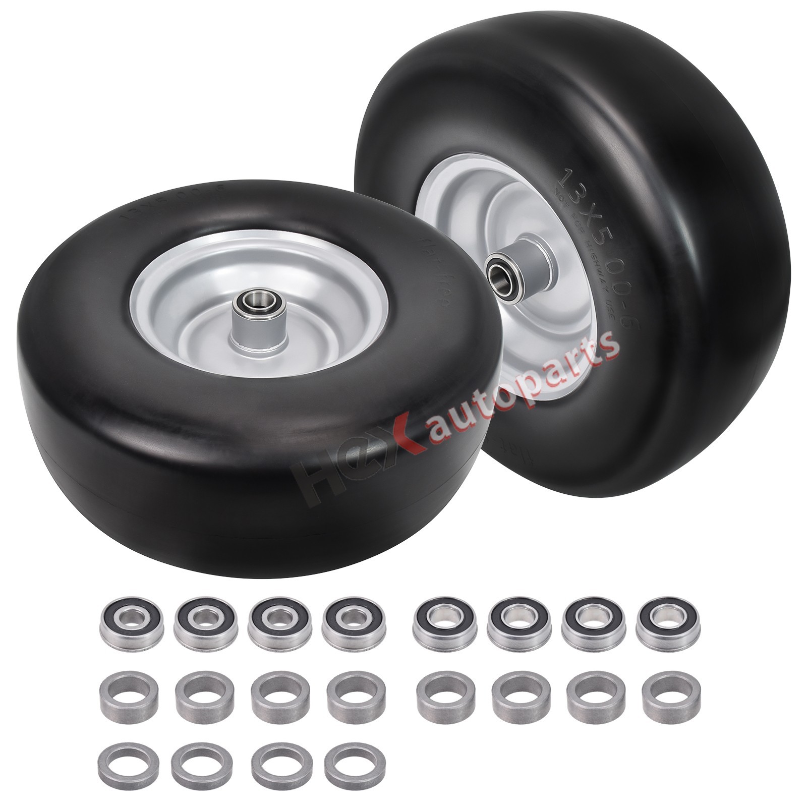 2 PCS Premium 13x5.00-6 Flat Free Tire & Wheel for Lawn Mower & Zero Turn Mowers 2 PCS Premium 13x5.00-6 Flat Free Tire & Wheel for Lawn Mower & Zero Turn Mowers